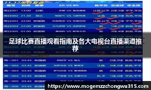 足球比赛直播观看指南及各大电视台直播渠道推荐