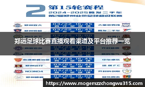 郑远足球比赛直播观看渠道及平台推荐一览